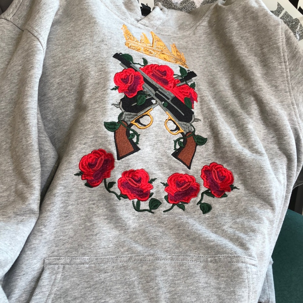 Large graphic grey hoodie